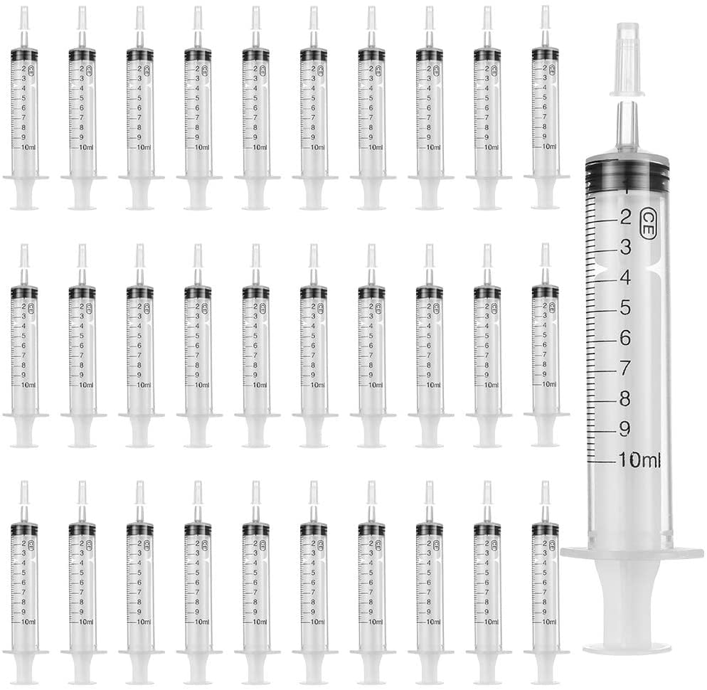 Qweryboo 30 Pcs Plastic Syringes with Tip Cap, 10ml Liquid Measuring