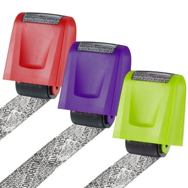 Qweryboo 3Pcs Identity Protection Roller Stamps, Anti Theft ID Roller Guard Stamp for Privacy Protection, ID Blockout and Address Blocker(Red+Purple+Green)