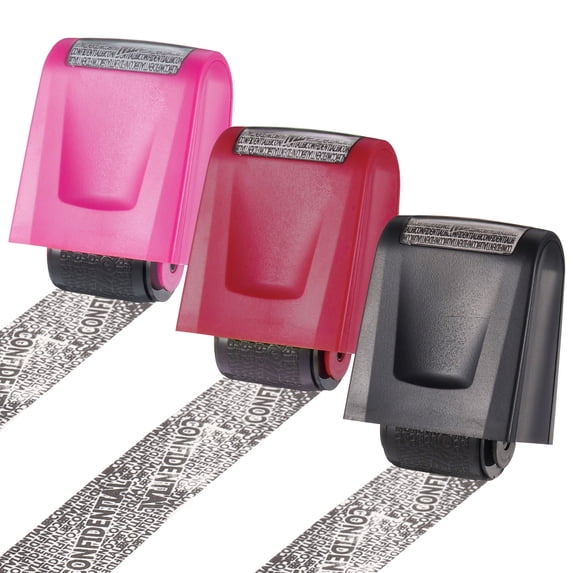 Qweryboo 3Pcs Identity Protection Roller Stamps, Identity Prevention Theft Stamp Wide Rolling Security Stamp for Privacy Protection, ID Blockout and Address Blocker
