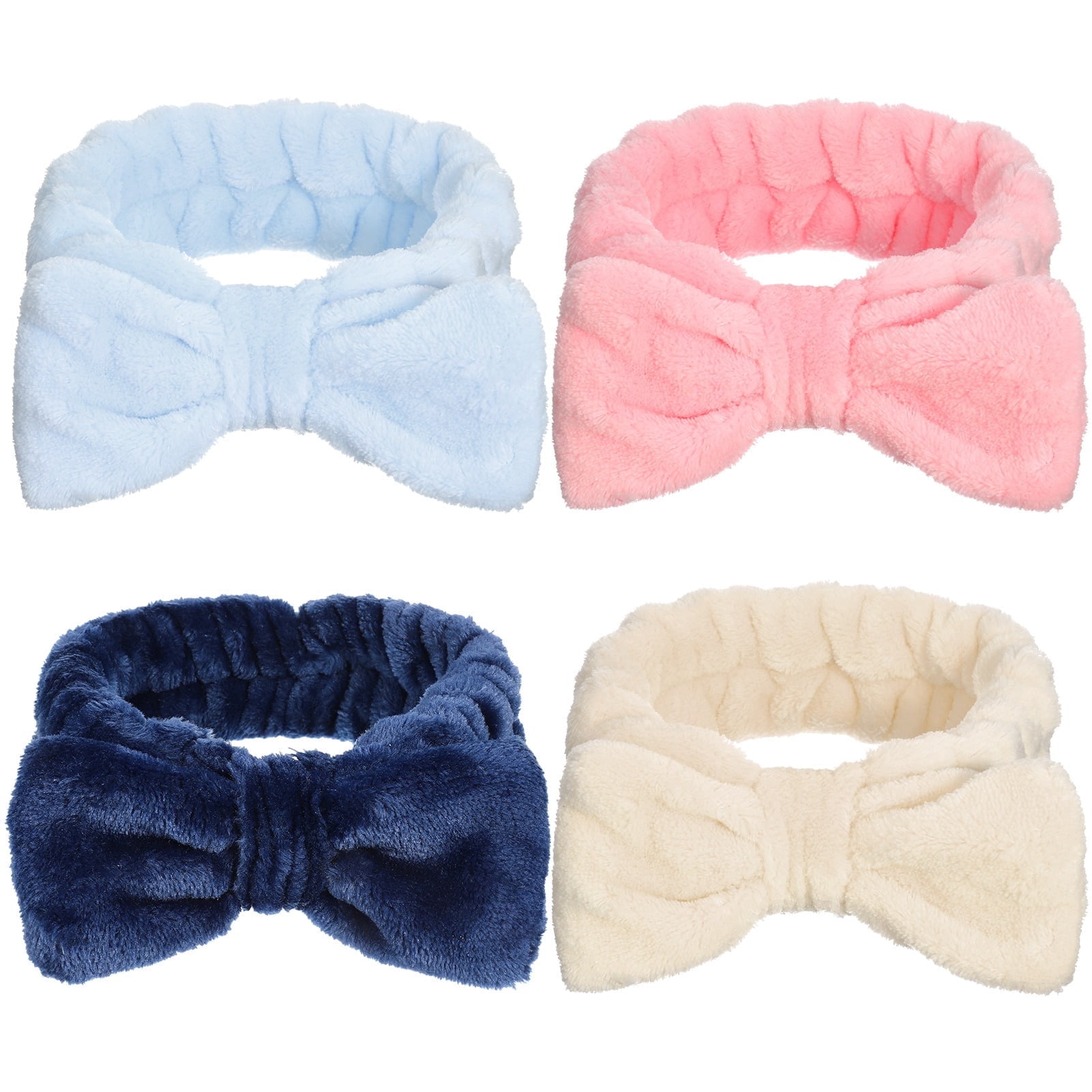 48 Pieces Facial Hair Headbands Fleece Bow Makeup Spa Hair Accessories 74-Piece Coral Fleece Spa Headband Set for Women - Soft  main image 4