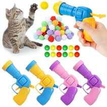 Qweryboo 4 Pcs Cat Ball Launcher, 100 Pcs Cat Toy Balls and 12 Pinballs, Silent Plush Elastic Cat Ball Toy, Interactive Cat Toys for Indoor Cats Kitten Toys