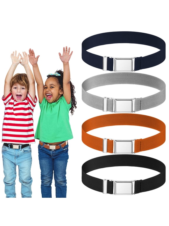 4 Pcs Kids Magnetic Belt, Adjustable Elastic Stretch Belts with Buckle for Boys Girls Children