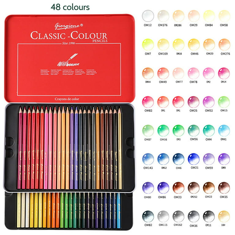 Heshengping 48 Color Colored Pencils Set for Coloring Books with 3