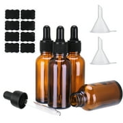 Qweryboo 4PCS Glass Dropper Bottle with Labels and Funnels, 1oz/30ml Amber Glass Bottles, Leakproof Essential Oil Bottles Tincture Bottles with Dropper for Oils, Liquids, Perfumes