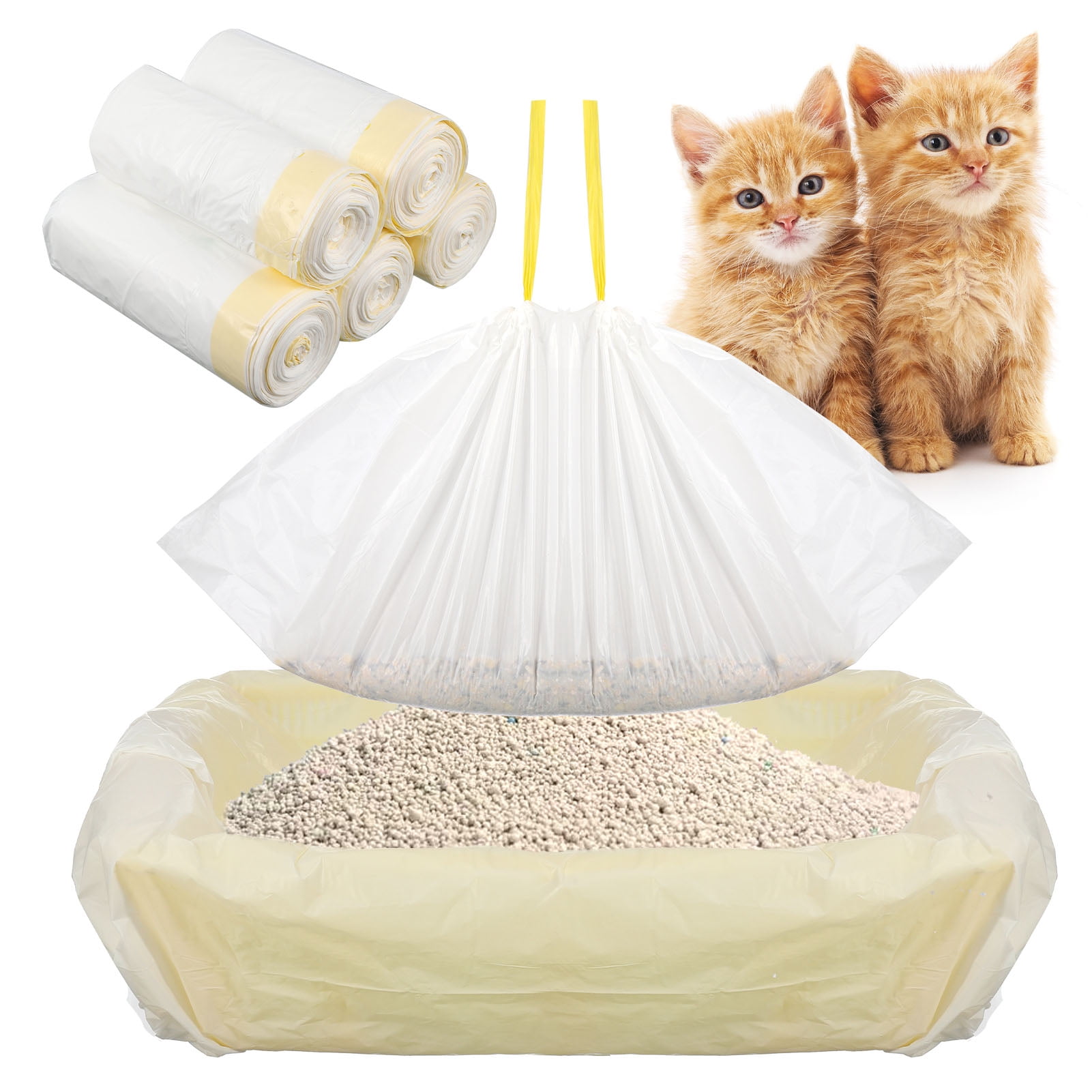 Qweryboo Jumbo 50PCS Cat Litter Box Liners with Drawstring 37 x 18 Size Heavy Duty 1.2 Mils Thicken for Cats Walmart