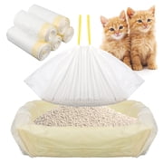 Qweryboo 50PCS Cat Litter Box Liners with Drawstring, 37 x 18 Large Litter Box Liner, Heavy Duty Kitty Litter Bags Liners,1.2 Mils Thicken Drawstring Bags for Cats Kitties Litter Box