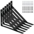 thumbnail image 1 of Qweryboo 6 Pack Heavy Duty Shelf Brackets, 8*5 inch Wall Mount L-Shaped Shelf Bracket for Floating, Black Metal Shelf Brackets with Screws, 90 Degree Triangle Corner Brace Joint Angle Bracket(Black), 1 of 7