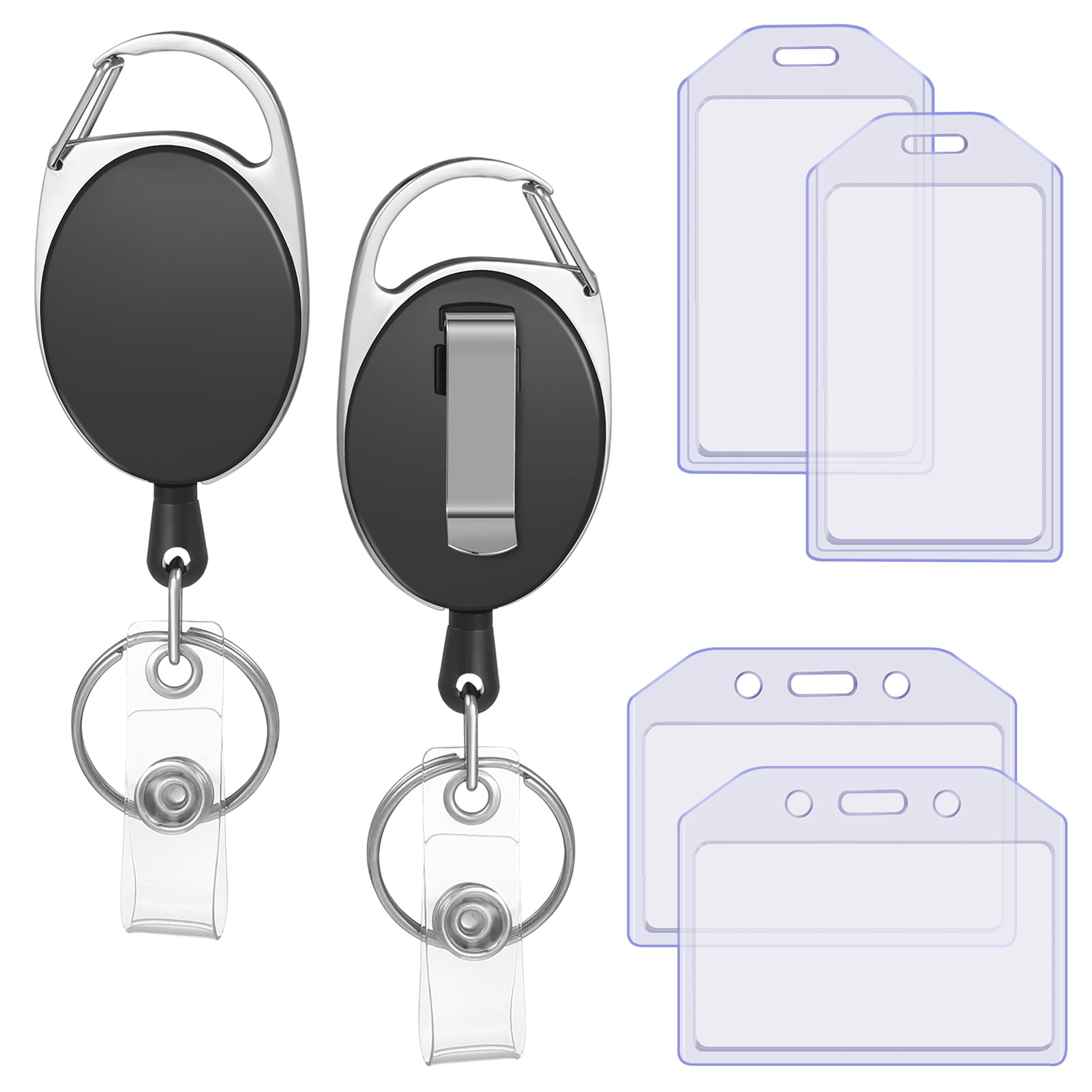 Qweryboo 6 Pcs Retractable Badge Holders with Lanyard and