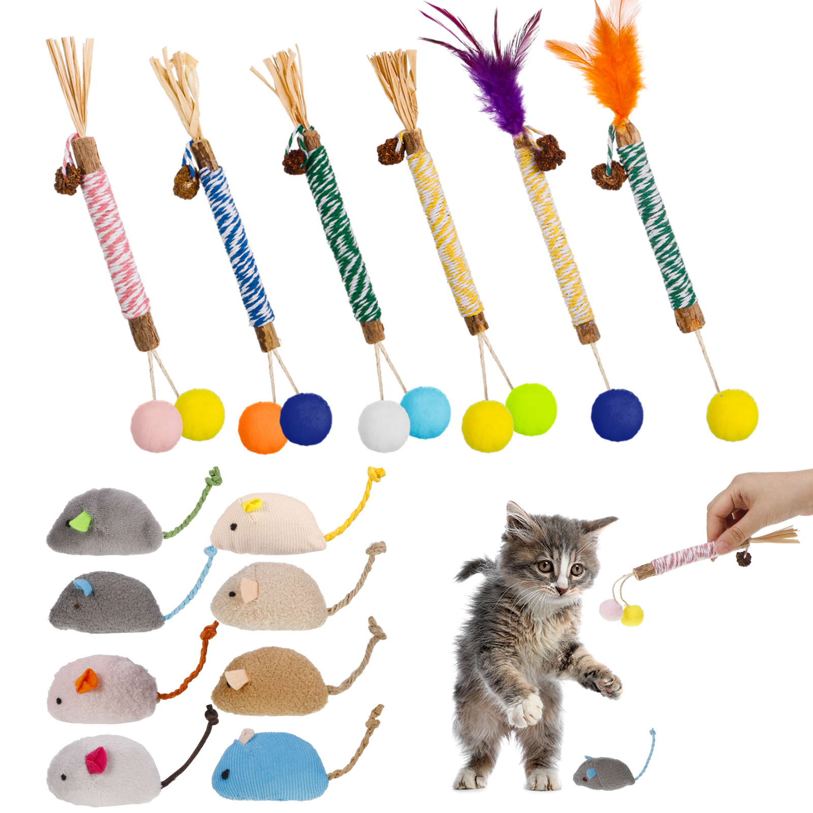 15pcs Catnip Molar Sticks, Cat Chew Sticks Teeth Grinding Cleaning Kit Natural Silvervine Snacks