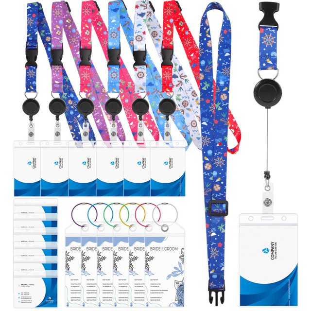 Qweryboo 6 Sets SeaThemed Cruise Card Holder, Lanyards, Retractable