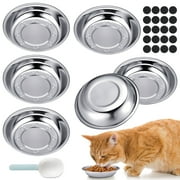 Qweryboo 6Packs Cat Bowls Cat Food Bowls with Spoon, 6Inch Cats Shallow Bowl, Pet Feeding Bowl Whisker Fatigue Relief, Extra Replacement Bowl-Metal Food and Wat