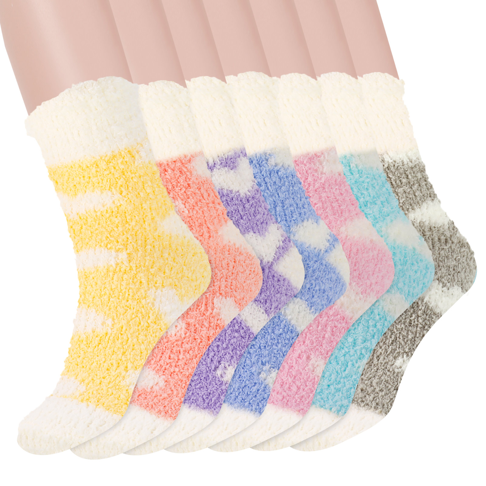 Qweryboo 7Pairs Fuzzy Socks for Women, Warm Soft Fluffy Socks for Girls ...