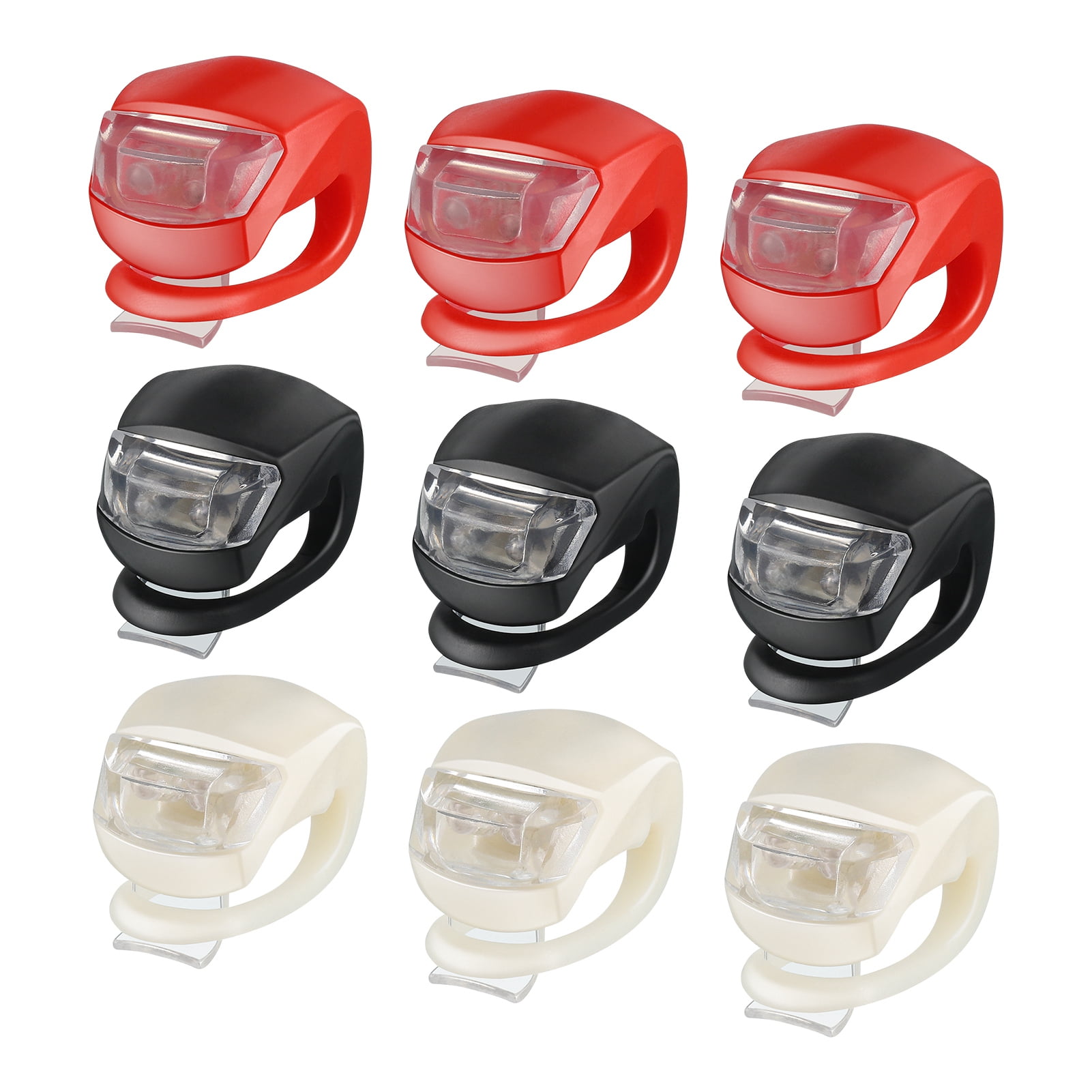 Qweryboo 9pcs Silicone LED Bike Light Set, Clip On Bicycle Lights, Back Bicycle Taillights