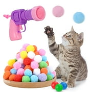 Qweryboo Cat Ball Launcher, 100Pcs Cat Toy Balls and 3 Pinballs, Silent Plush Elastic Cat Ball Toy, Interactive Cat Toys for Indoor Cats Kitten Toys(Purple1)