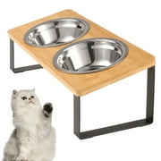 Qweryboo Cat Food Bowls, Elevated Stainless Steel Cat Bowls, 15 Degree Tilted Raised Bowls for Food and Water, with Stand and Anti Vomit Feeding Station for Indoor Cats and Small DogsStainless Steel