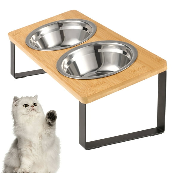 Qweryboo Cat Food Bowls, Elevated Stainless Steel Cat Bowls, 15 Degree Tilted Raised Bowls for Food and Water, with Stand and Anti Vomit Feeding Station for Indoor Cats and Small Dogs(Stainless Steel)