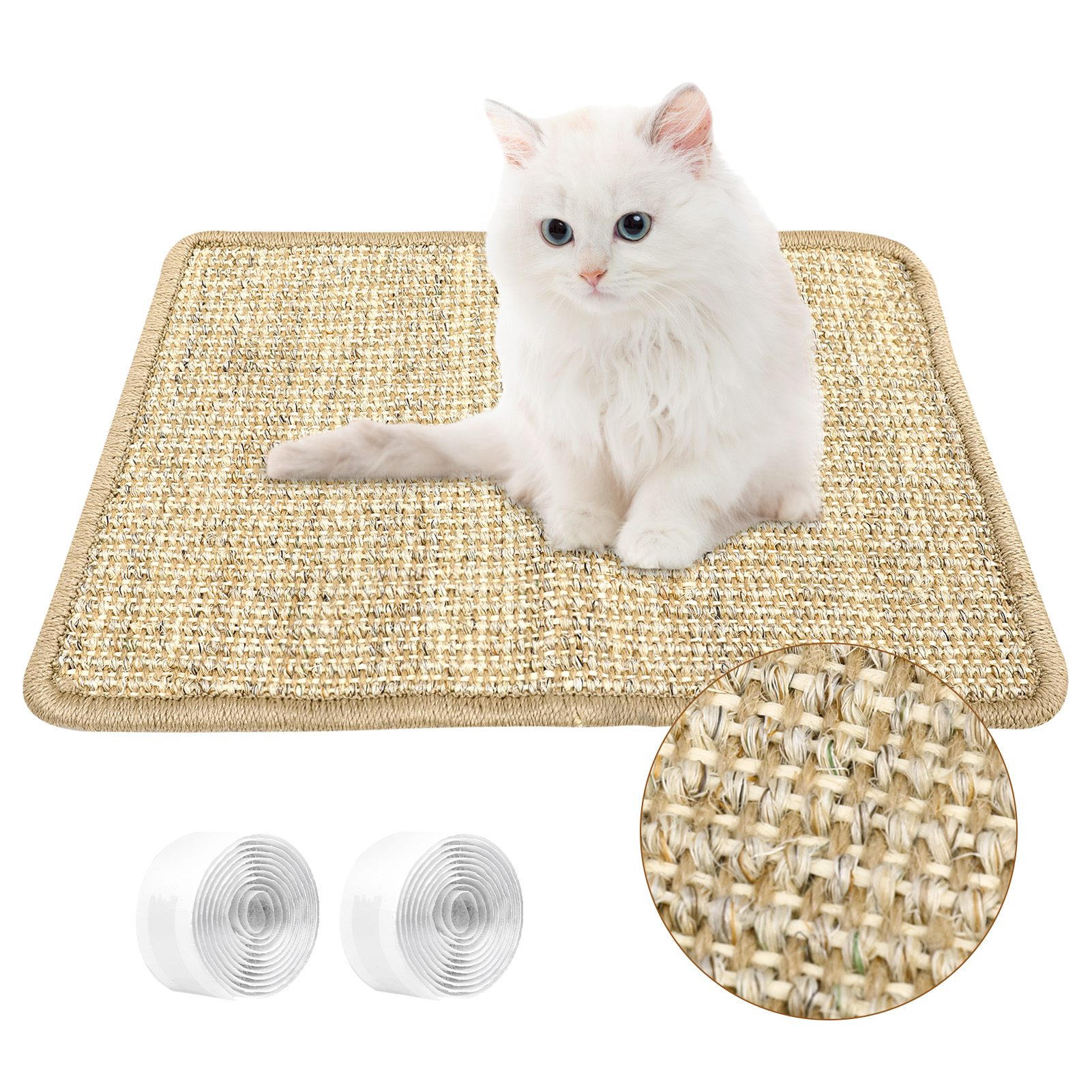 Cat Scratching Mat, Natural Sisal Mat, AntiSlip Cat Scratch Pad, Cat