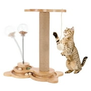 Qweryboo Cat Scratching Post, 4-in-1 Scratching Posts for Indoor Cats with Interactive Cat Toys, Cat Scratching Post Premium Sisal Rope, Cat Scratcher with Cat Treat Dispenser