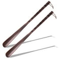 thumbnail image 1 of Qweryboo Premium 2 Piece Wooden Shoe Horn Set 21.65 Long Handle Back Pain Relief, 1 of 7