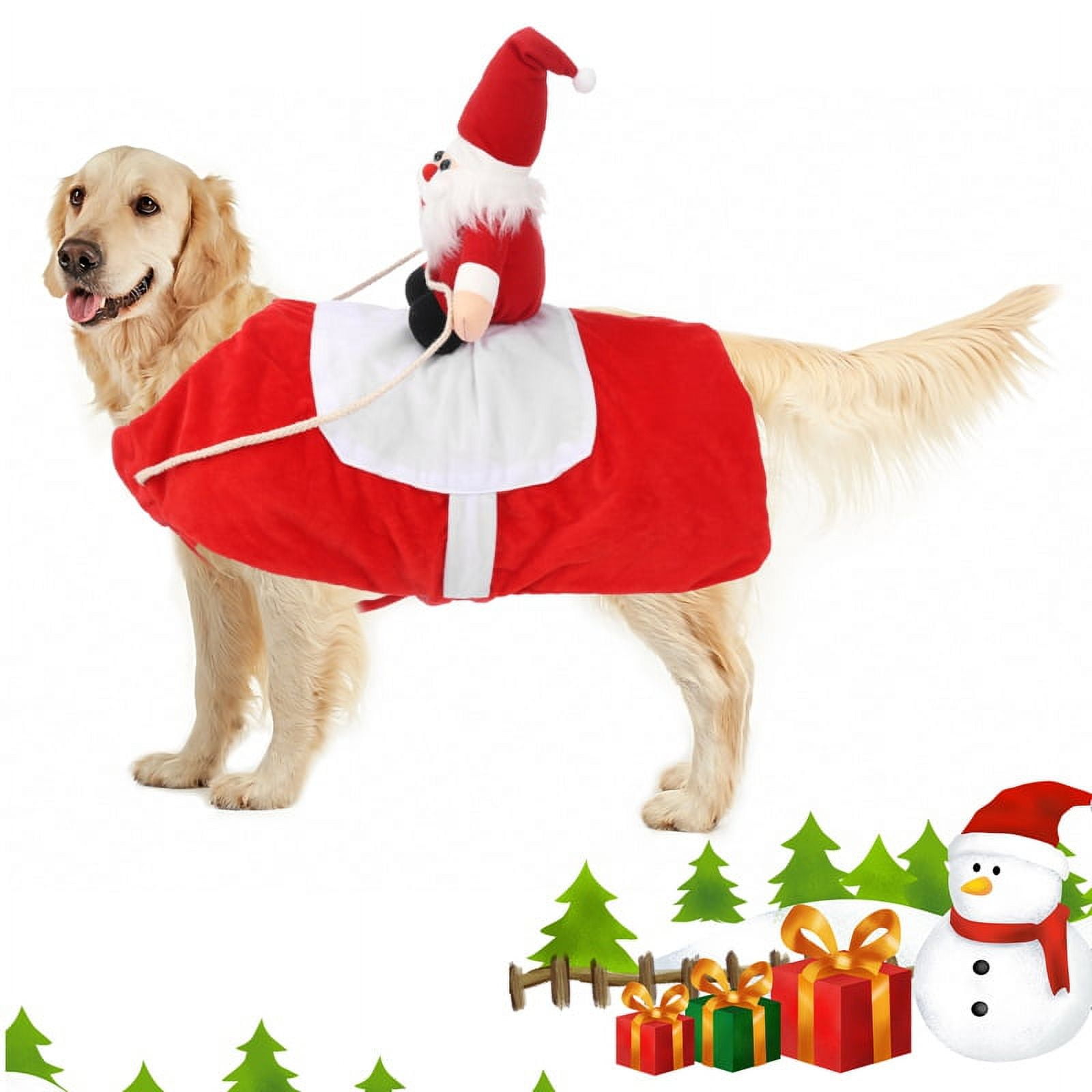 Qweryboo Santa Claus Riding Pet Cosplay Costumes, Pet Clothes Santa Dog