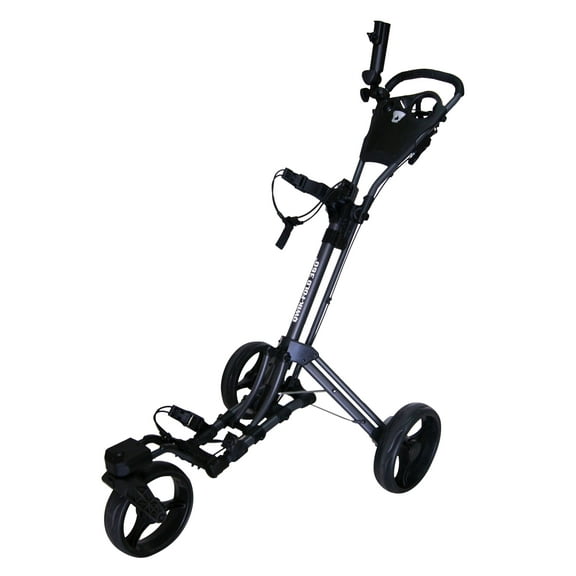 Qwik 3 Wheel Aluminum Fold Push Pull Golf Cart with 360 Rotating Front Wheel