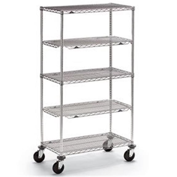 Qwik Slot Wire Shelf Truck - Chrome - 36 x 24 in. - Set of 3 Shelves - Durable Finish