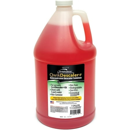 QwikDescaler Concentrated Descaler Solution, Tankless Water Heater Descaling Solvent for Heat Exchanger, Quickly Dissolves Scale, Lime, Tarnish and Deposits, 1 Gallon 128 Fl Oz (Pack of 1)