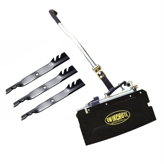 Qwikchute Chute Blocker / Deflector and Mulching Blade Kit Compatible with Scag Wildcat Velocity 61 inch, Turf Tiger Velocity 61 inch Decks / PMS-STTWC61-SCAG-KIT