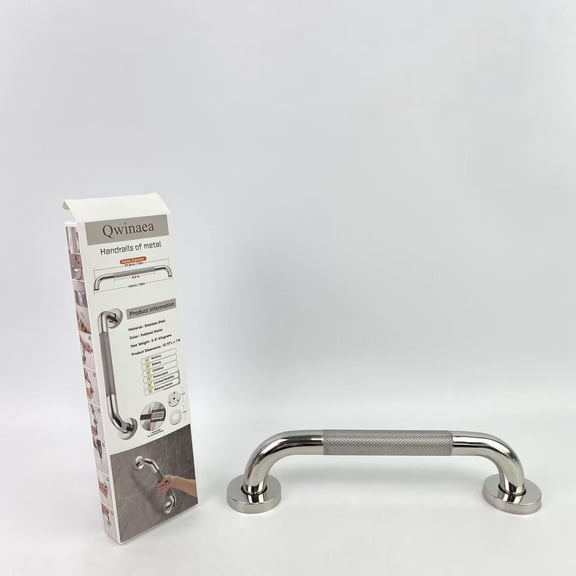 Qwinaea Handrails of metal,Grab Bars for Shower, 16 inch shower handle, stainless steel bathroom armrest (1 inch diameter polished nickel)