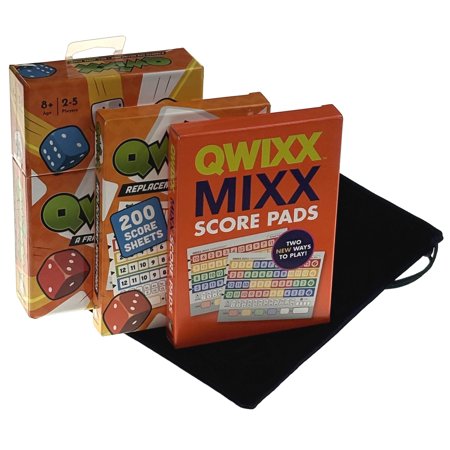 Qwixx Game, Score Pads & Mixx Bundle With Hickoryville Storage Bag