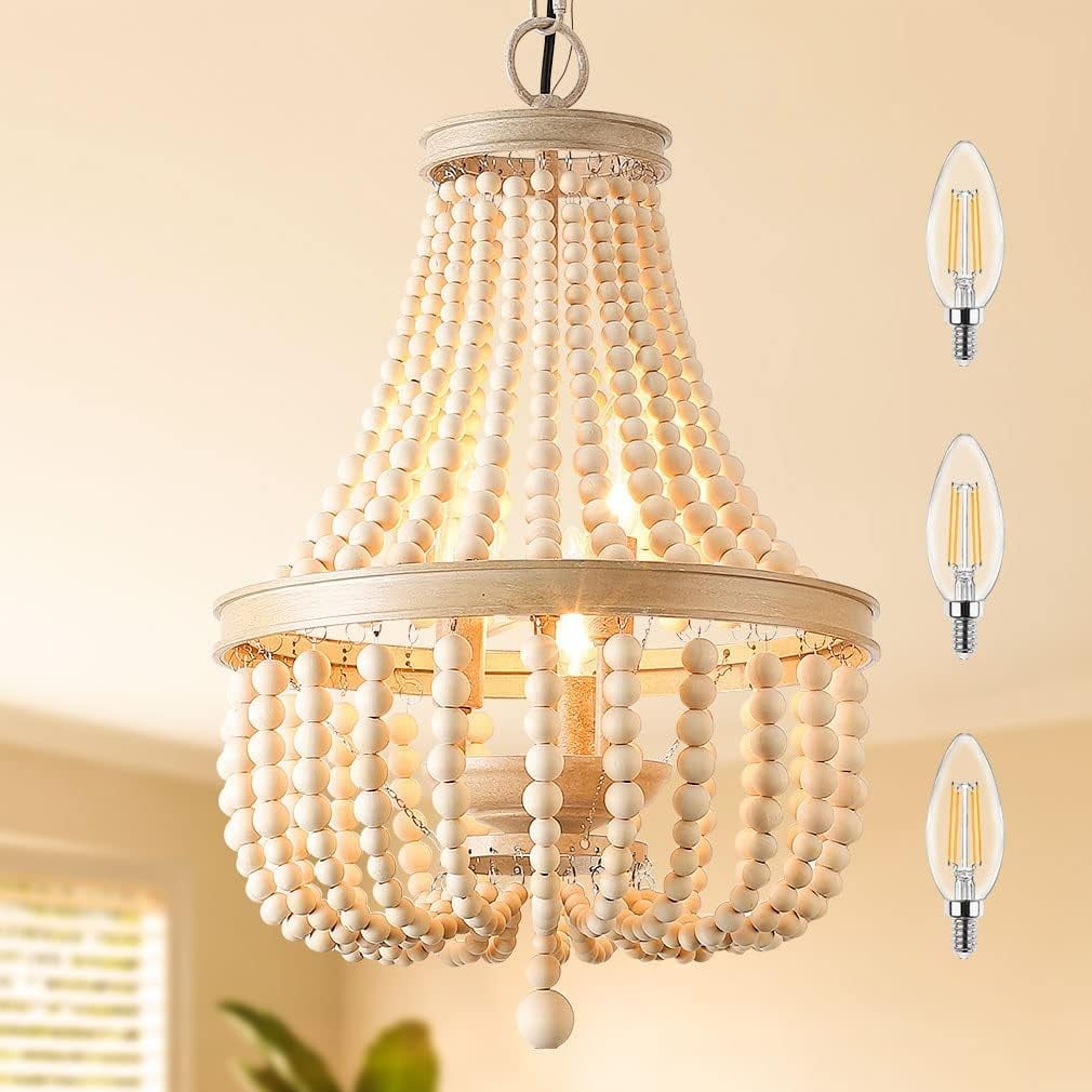 Wood Bead Light Fixture