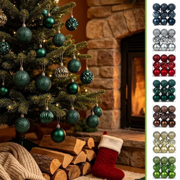 Qwtwty 12 Pcs Christmas Ornament Balls Set, Velvet Christmas Tree Hanging Ball Bulk for Xmas Holiday Indoor Outdoor Party Decor