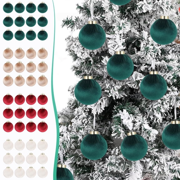 Qwtwty 12 Pcs Velvet Shatterproof Christmas Ornaments Set, Colorful Hanging Pendants with Hanging Loop for Xmas Tree, Wreath, Garland, Party Decor