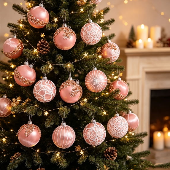 Qwtwty 16 Pcs Shatterproof Christmas Ornaments Set, Colorful Plastic Decorative Christmas Bauble for Home Holiday Wedding Party Decor