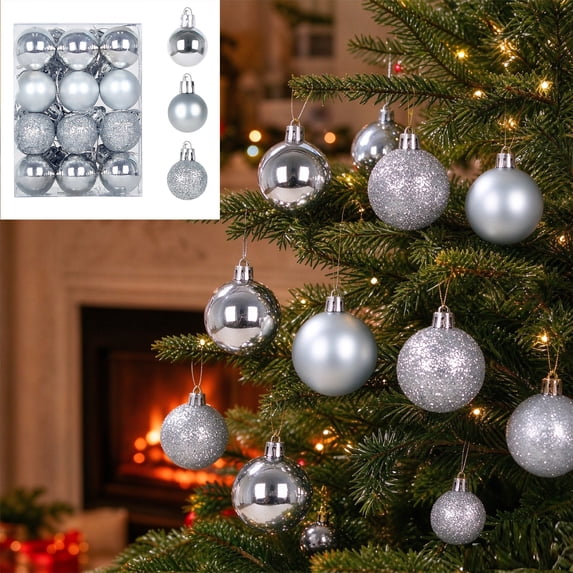 Qwtwty 24 Pcs Christmas Ornaments Set Decorations, Shatterproof Christmas Hanging Pendants for Home Party Wedding Holiday Decor