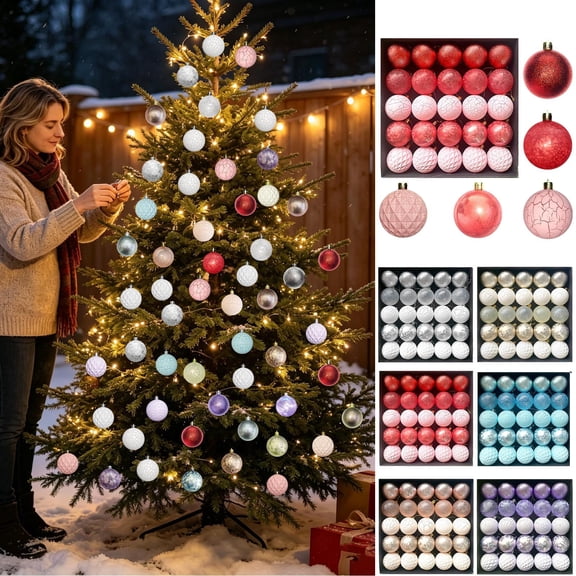 Qwtwty 25 Pcs Christmas Ornaments Set, Shatterproof Christmas Tree Hanging Baubles for Xmas Decoration, Holiday Gifts for Family and Friend