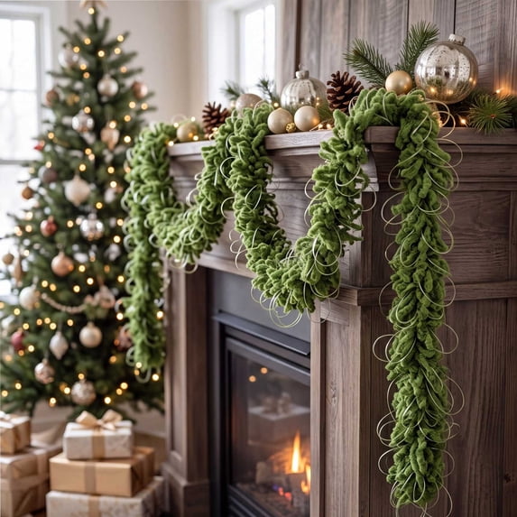 Qwtwty 3 ft Artificial Christmas Garland, Real Touch Artificial Greenery Garlands for Indoor Outdoor Fireplace Table Xmas Decor