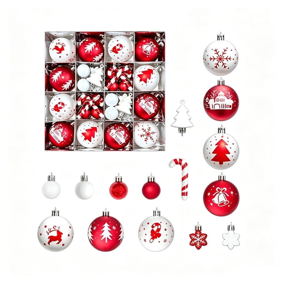 Qwtwty 46 Pcs Christmas Decorations Ornaments Set, Shatterproof Christmas Hanging Pendants for Home Party Wedding Holiday Decor