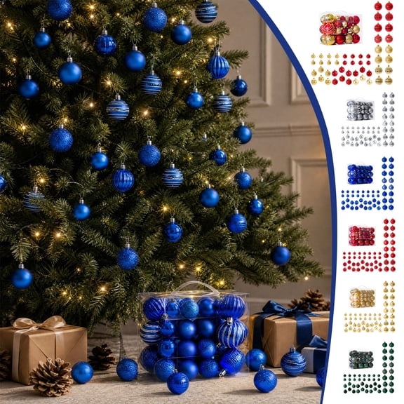 Qwtwty 50 Pcs Shatterproof Christmas Ball Ornaments Set, Colorful Christmas Tree Hanging Baubles for Holiday Wedding Party Decor