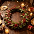 thumbnail image 1 of Qwtwty 6 ft Christmas Decor Artificial Garland with Red Berry, Real Touch Winter Xmas Garland for Mantle, Fireplace, Stairs, Indoor Outdoor Decorations, 1 of 6