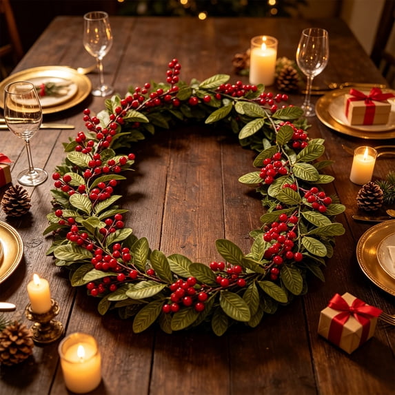 Qwtwty 6 ft Christmas Decor Artificial Garland with Red Berry, Real Touch Winter Xmas Garland for Mantle, Fireplace, Stairs, Indoor Outdoor Decorations