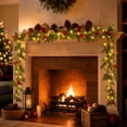 thumbnail image 1 of Qwtwty 6 ft Christmas Garlands with Lights, Pre‑Lit Faux Winter Garland for Mantle Stairs Railing Fireplace Indoor Outdoor Xmas Decor, 1 of 6