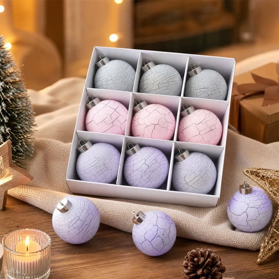 Qwtwty 9PC Velvet Christmas Ball Ornaments Set, Shatterproof Christmas Tree Hanging Pendants for Holiday Party Wedding Home Decorations