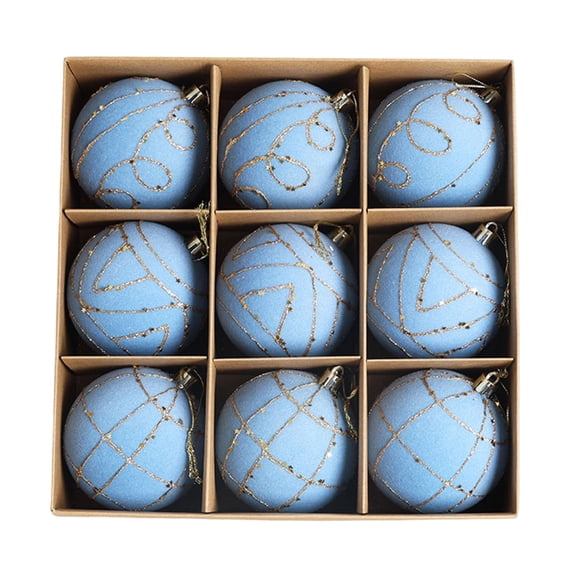 Qwtwty 9PC Velvet Christmas Ornaments Set Decorations, Shatterproof Christmas Tree Hanging Pendants for Holiday Party Wedding Home Decorations