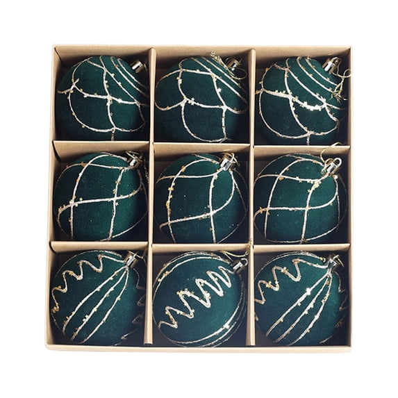 Qwtwty 9PC Velvet Christmas Tree Decorations Ornament Set, Shatterproof Christmas Tree Hanging Pendants for Holiday Party Wedding Home Decorations
