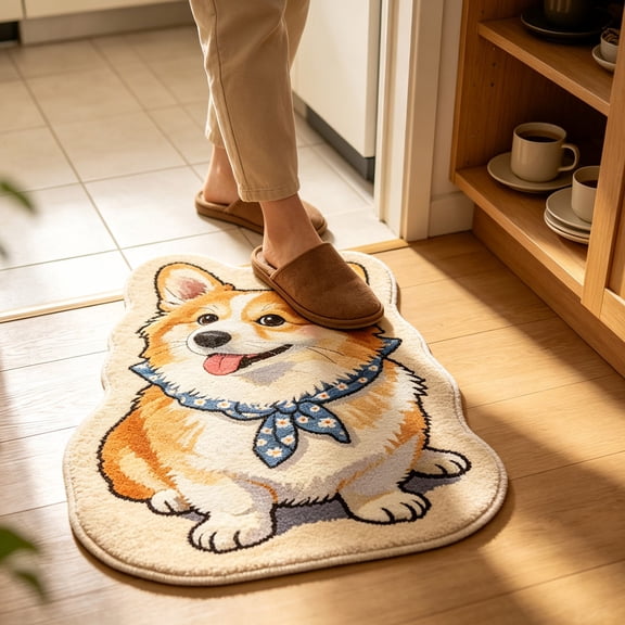 Qwtwty Animal Shaped Rug, Soft Fluffy Decorative Floor Mat, Non-Slip Absorbent Carpet for Entryway, Bedroom, Living Room, Bedside, Bathroom, Home Decor