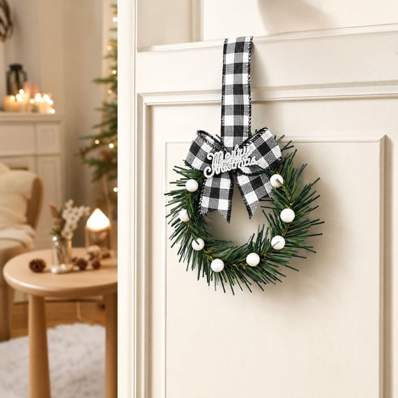 Qwtwty Artificial Christmas Wreath for Front Door, Winter Artificial Wreath Hanging Ornament for Xmas Wall Window Fireplace Decor, Christmas Decorations