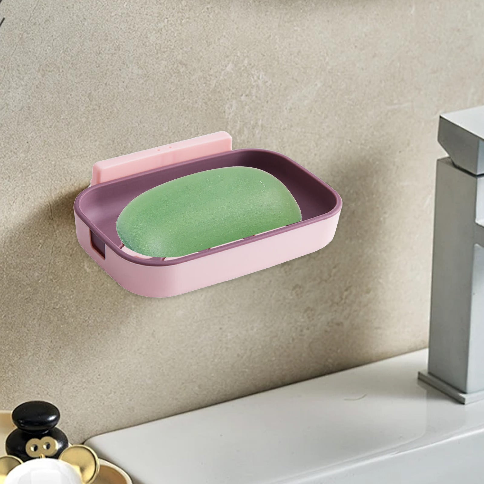 Qwtwty Bathroom Shelves Soap Box Wall Mounted Bathroom Hole Less Soap ...