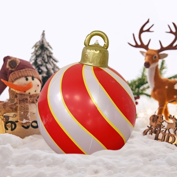 Qwtwty Big Shiny Inflatable Balls for Christmas, Waterproof Christmas Decoration Ball Hanging Ornaments for Outdoor Garden Yard Decorations