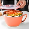 thumbnail image 1 of Qwtwty Ceramic Bowl Stainless Steel Bowl Double Layer with Lid Handle Cup Ramen Bowl Soup Bowl Insulated Fresh Lunch Box, 1 of 6
